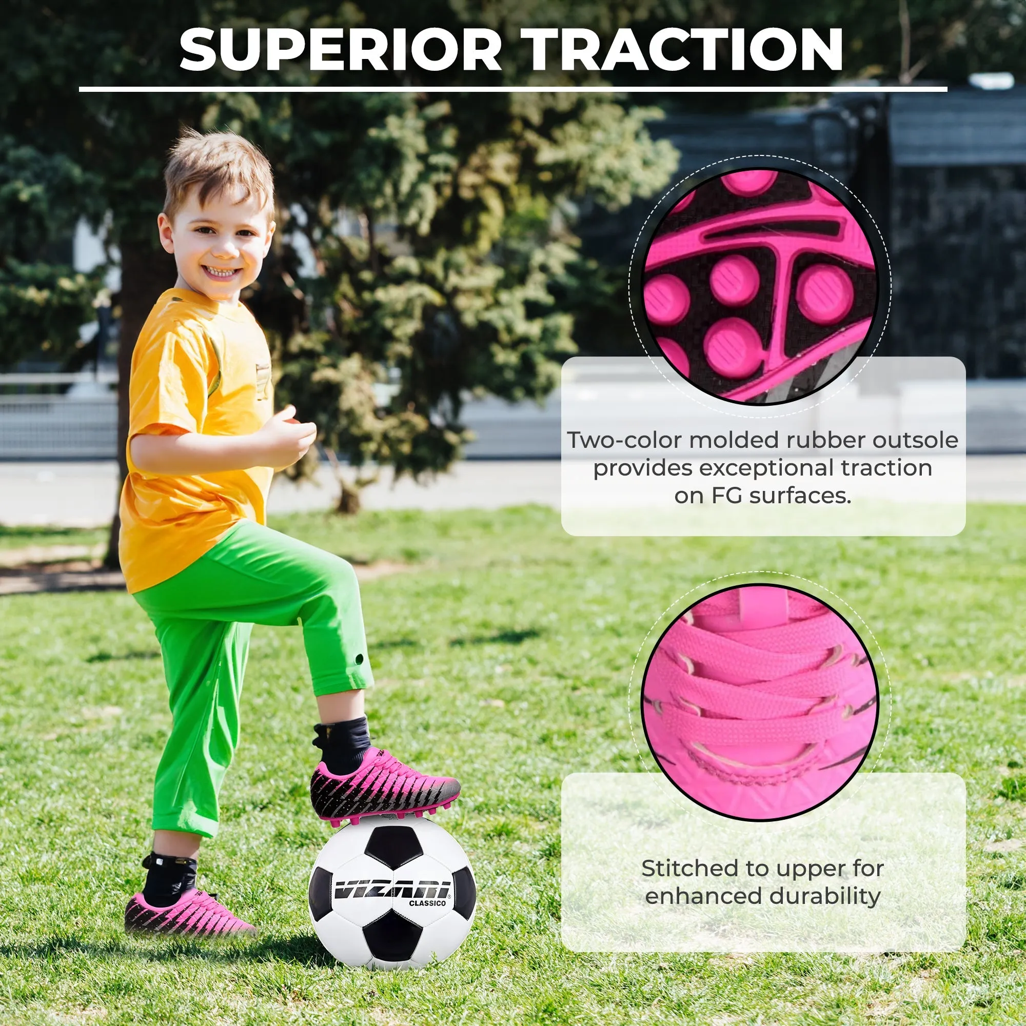 Bolt Firm Ground Soccer Shoes-Pink/Black/Silver