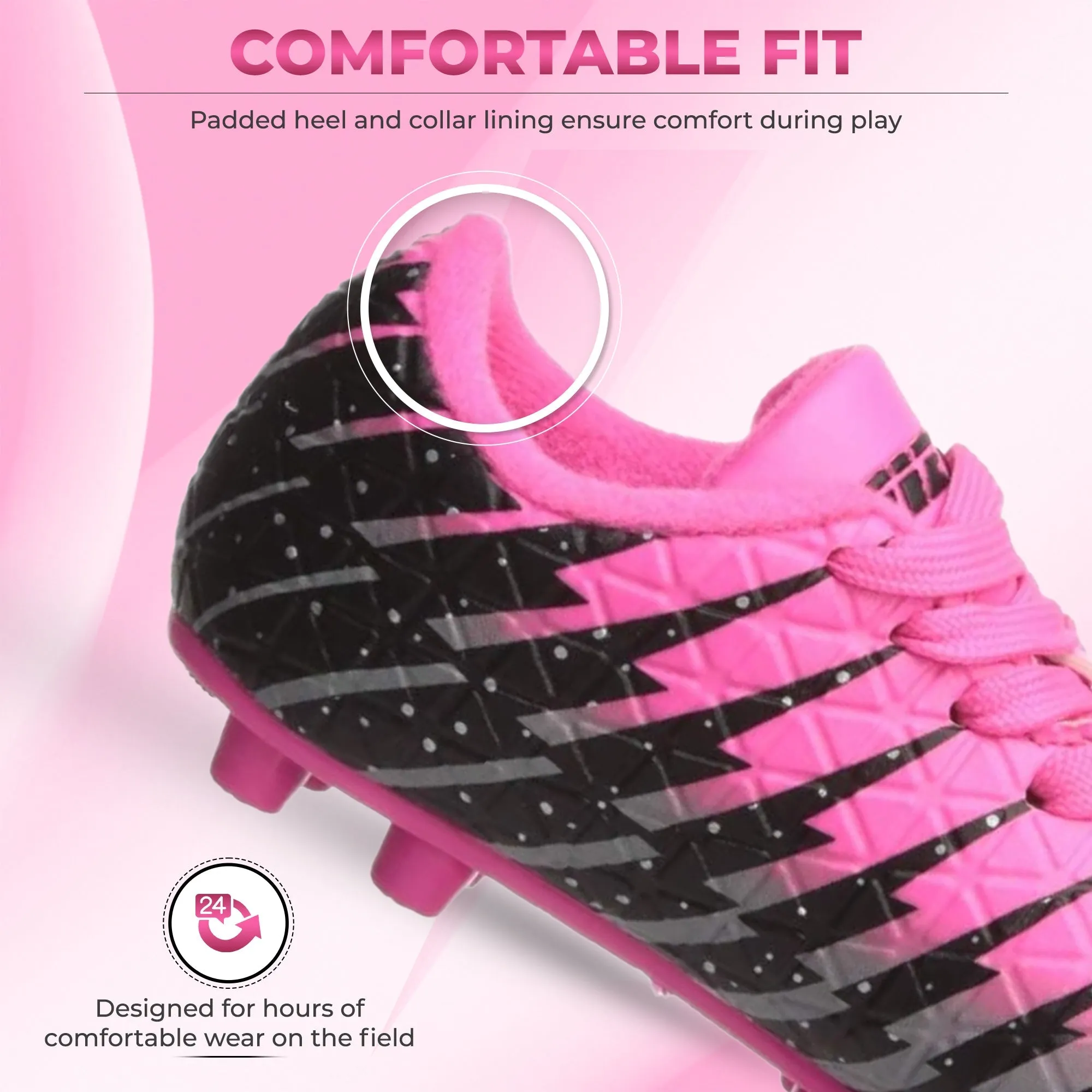 Bolt Firm Ground Soccer Shoes-Pink/Black/Silver