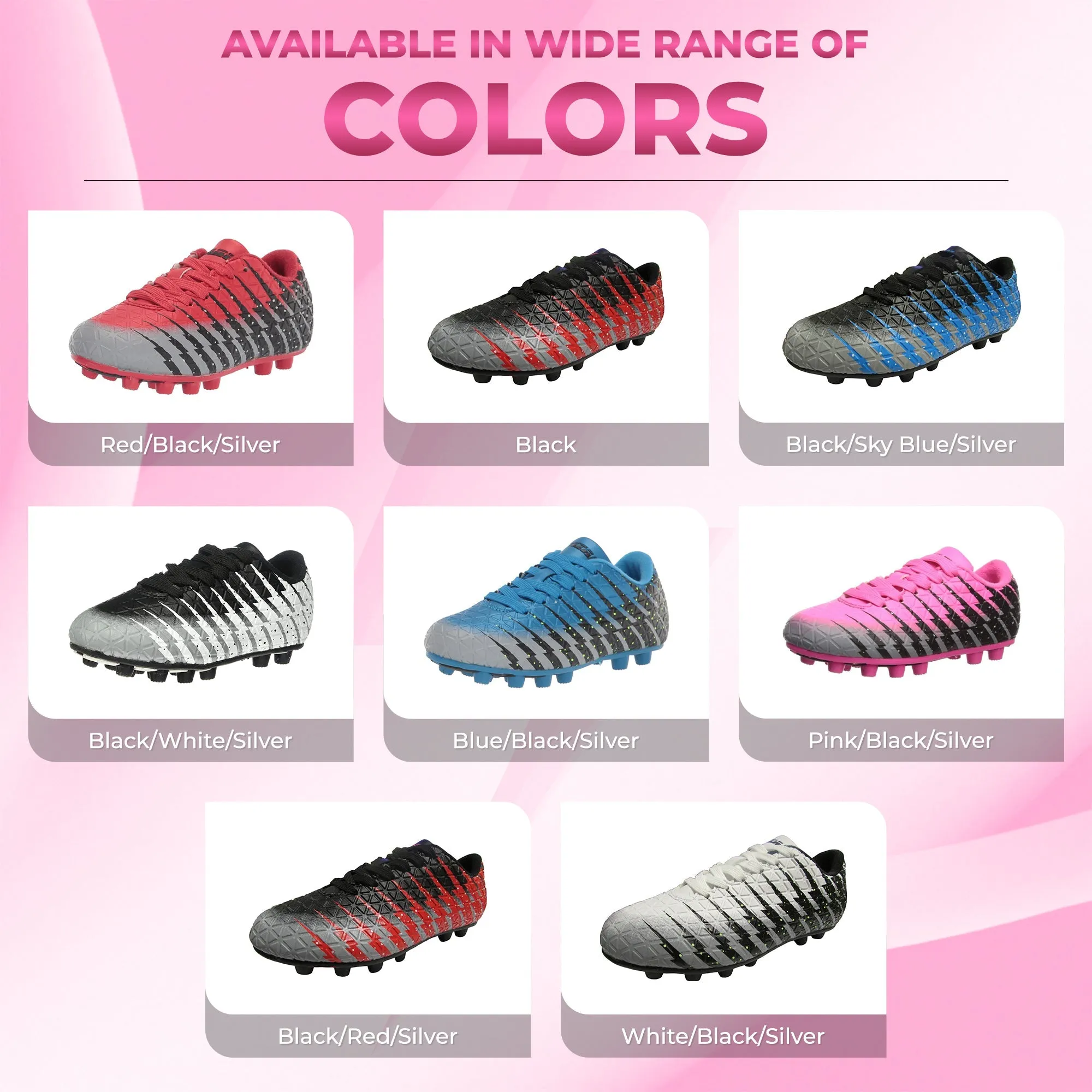 Bolt Firm Ground Soccer Shoes-Pink/Black/Silver