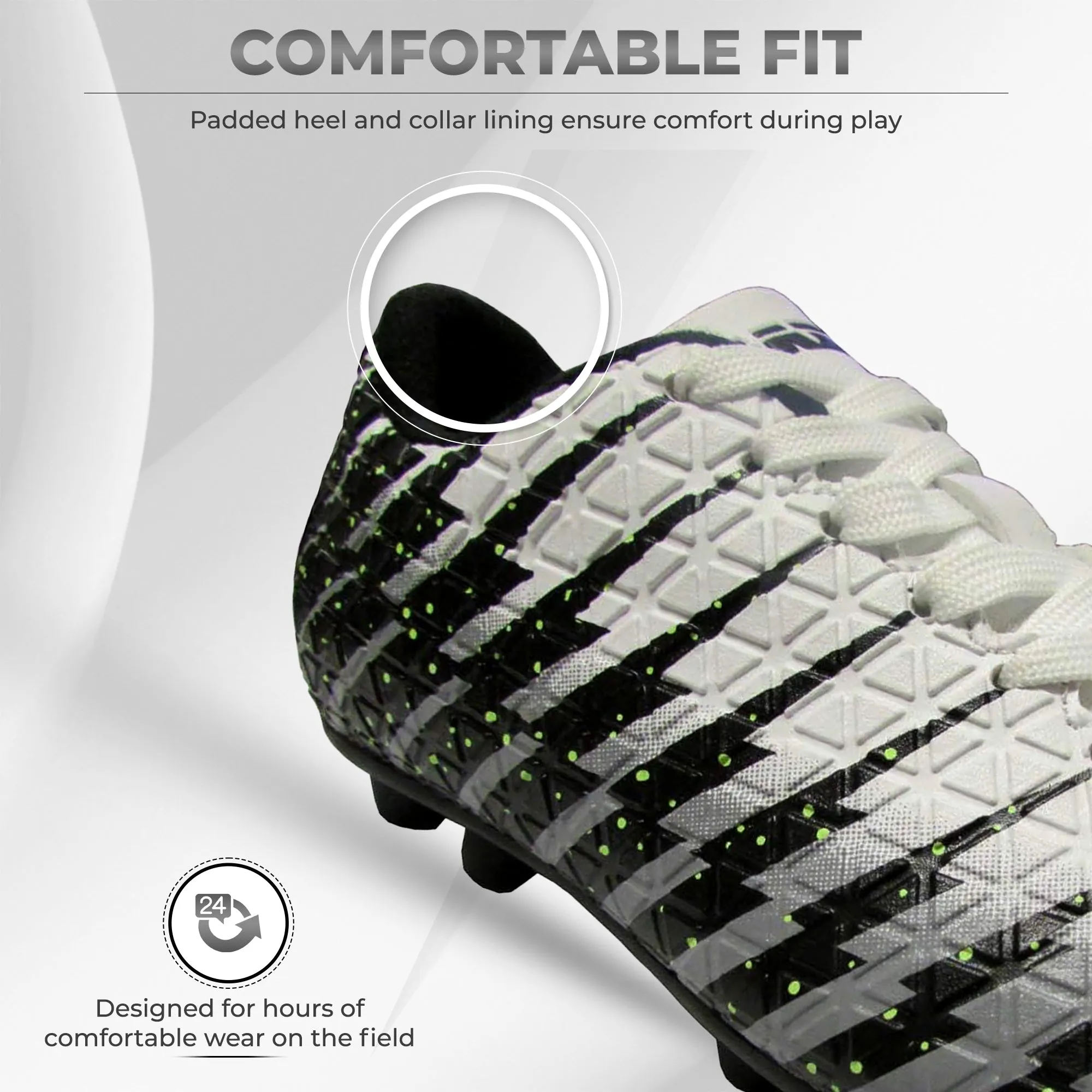 Bolt Firm Ground Soccer Shoes-White/Black/Silver