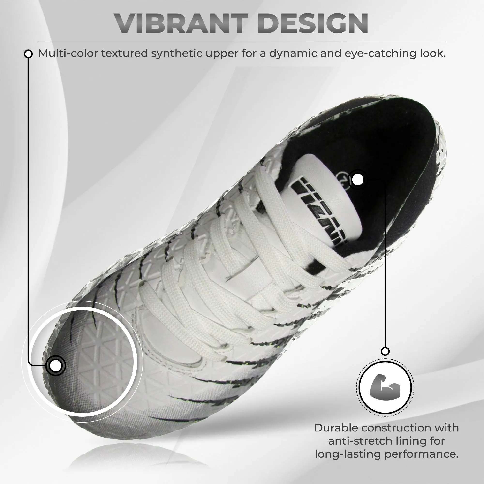 Bolt Firm Ground Soccer Shoes-White/Black/Silver