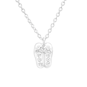 Children's Sterling Silver Crystal Ballet Shoes Pendant Necklace