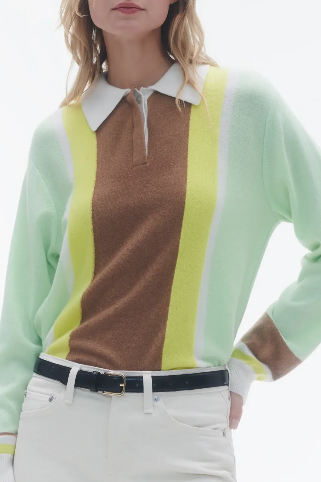 Cropped Stripe Rugby | Mint Combo