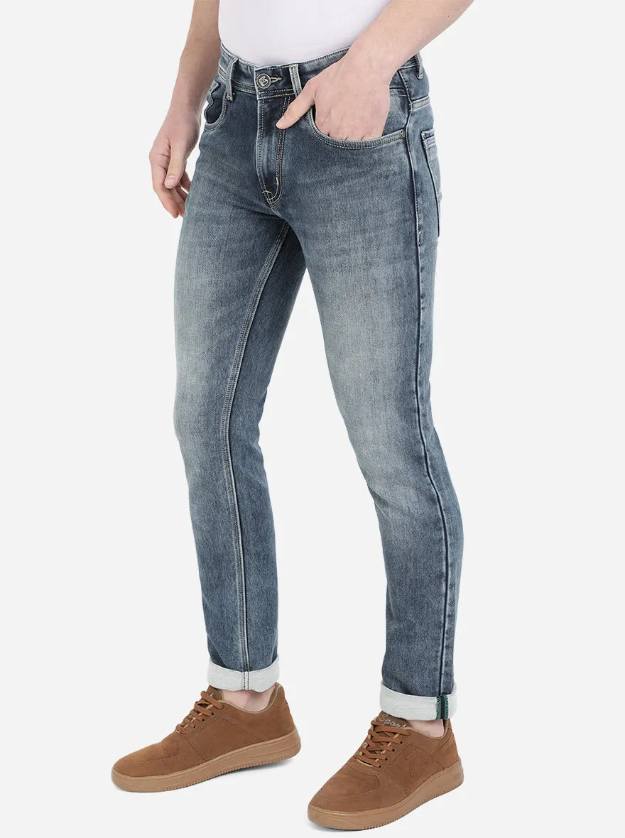 Denim Blue Washed Narrow Fit Jeans | Greenfibre