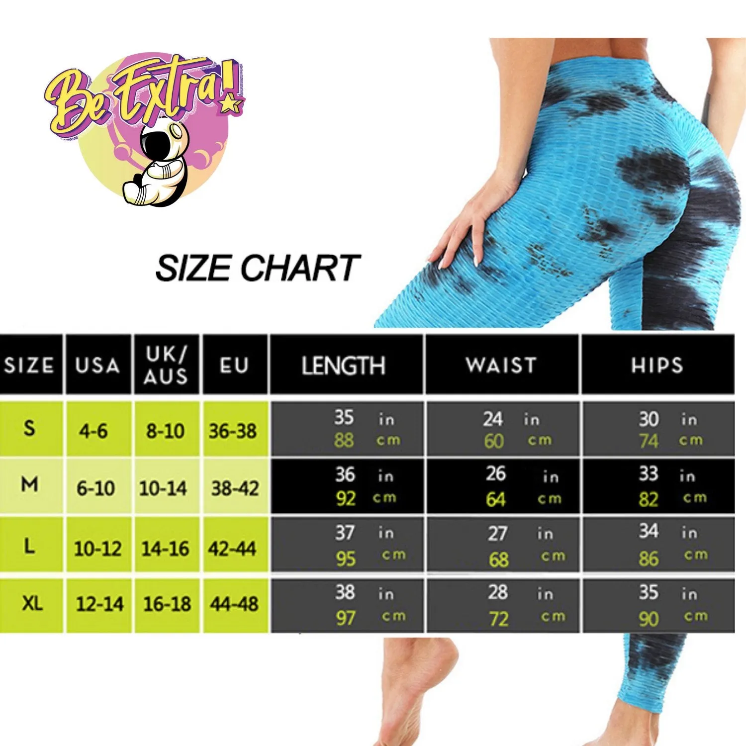High Waist Tie Dye Butt Lifting Textured Workout Leggings (Rainbow)