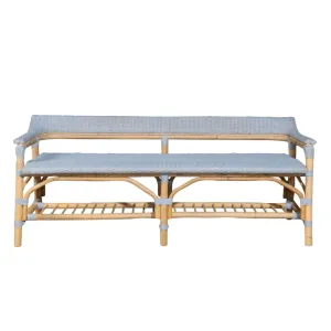 Lucco Rattan Bench - Coastal Blue