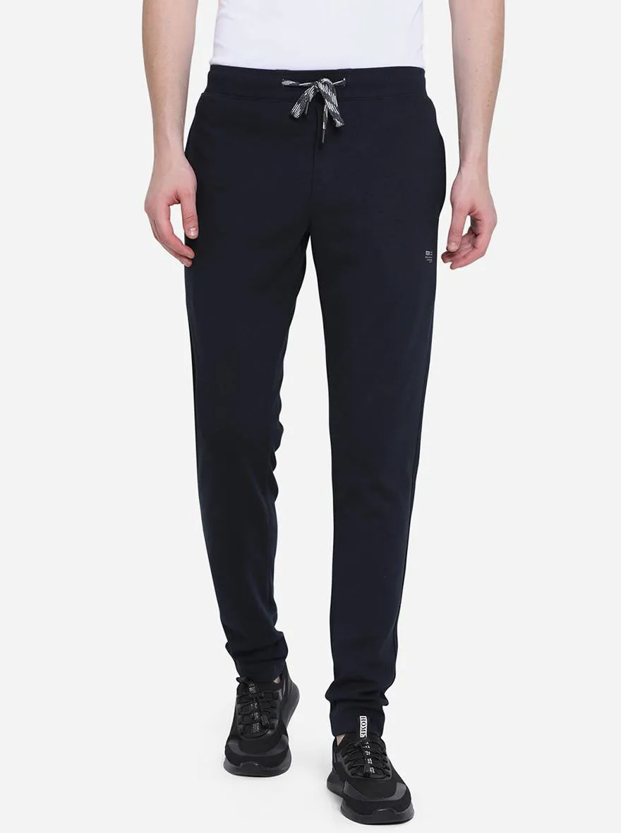 Navy Blue Solid Regular Fit Track Pant | JadeBlue