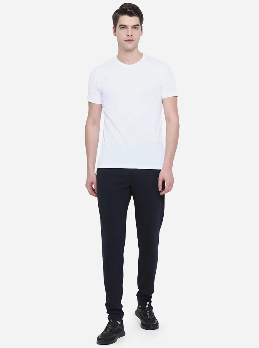Navy Blue Solid Regular Fit Track Pant | JadeBlue