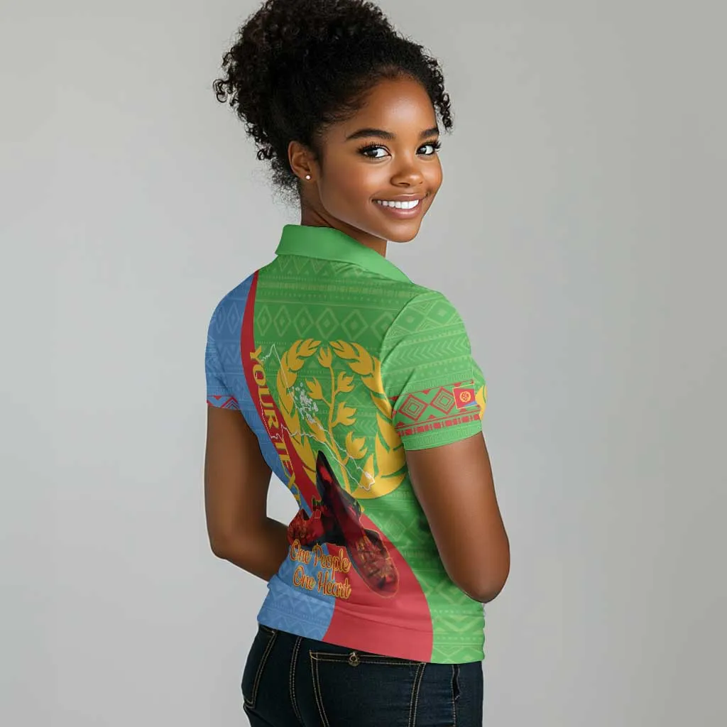 Personalised Eritrea Independence Day Women Polo Shirt Shida Shoes Olive Branch African Pattern LT14