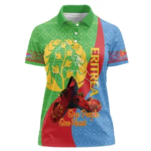 Personalised Eritrea Independence Day Women Polo Shirt Shida Shoes Olive Branch African Pattern LT14