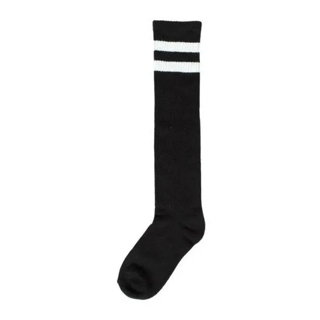 Striped Knee Socks - Black